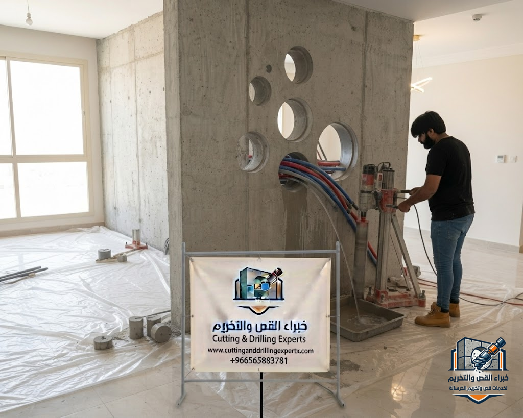 تنفيذ فتح كور للمكيفات والسباكة والكهرباء في حي الفيصلية جدة باستخدام أحدث أجهزة الكور الماسي